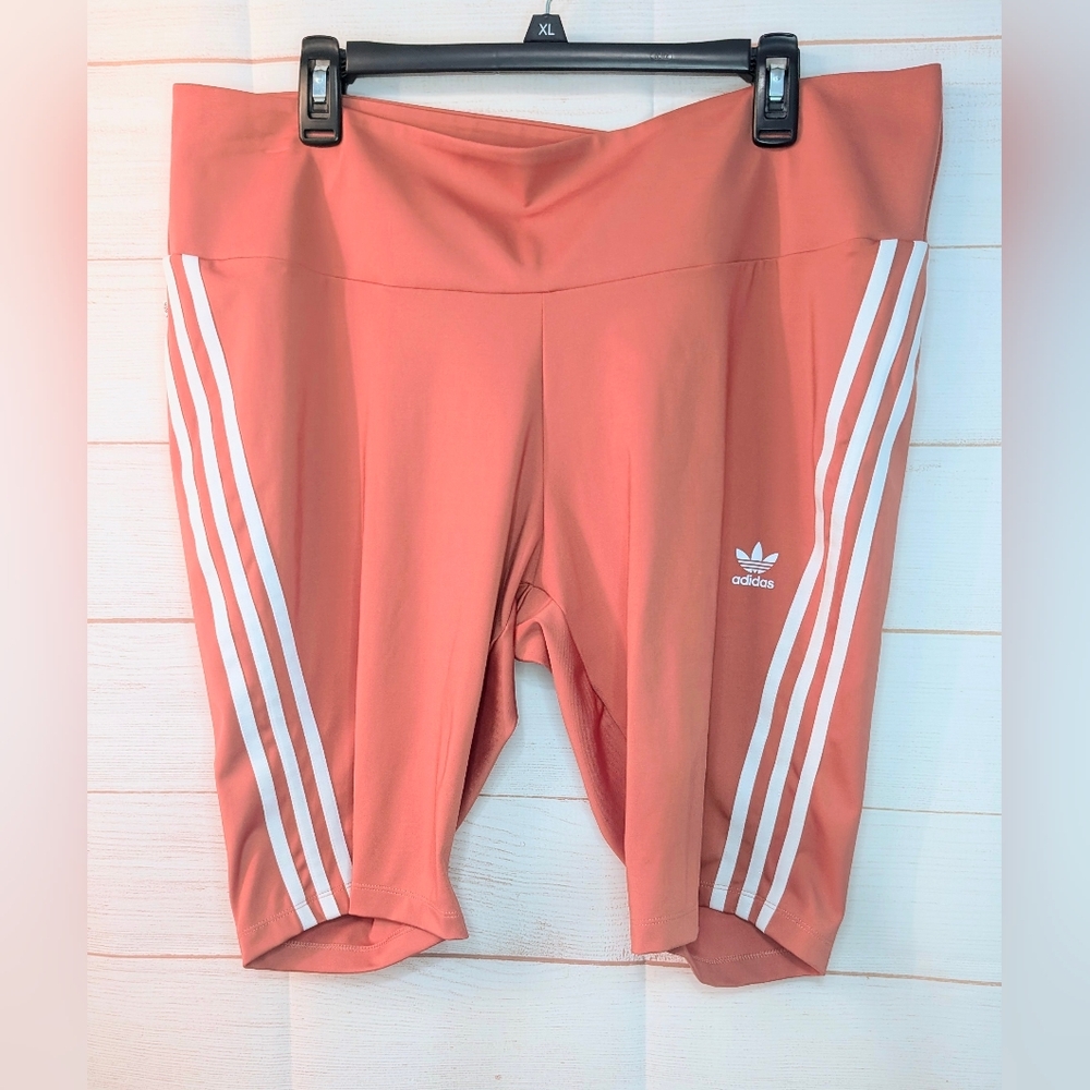 Nwot Adidas Coral Biker Shorts with White Stripes Size 3X